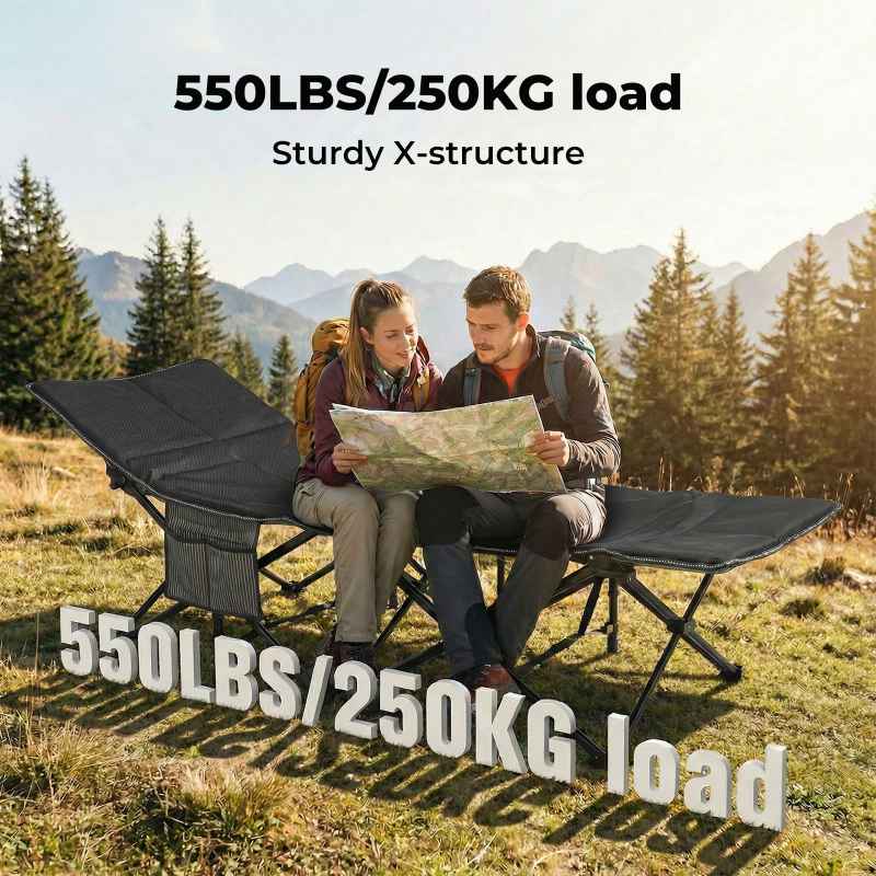 Levede Camping Cot Heavy Duty Travel Folding Camping Bed with Mattress Portable