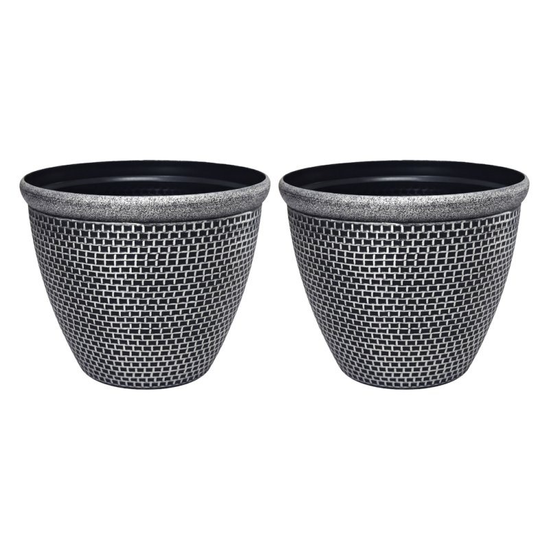TOQUE 2PCS Plastic Garden Plant Pots 30cm Round Outdoor Planters Drainage Holes