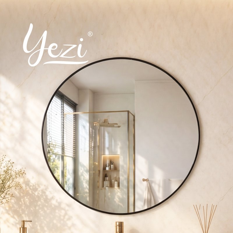Yezi Wall Mirror Round Mirror Tempered Glass HD Explosion-proof Bathroom 60cm