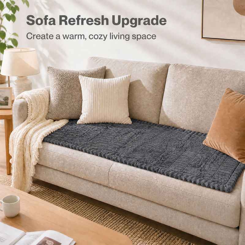 Marlow Corduroy Sofa Cover Pet Friendly Non Slip Washable 70 x 180cm Deep Grey