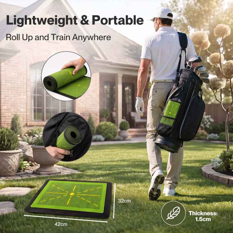 Centra Golf Mat Swing Path Feedback Anti Slip Rubber Base Indoor Practice Green