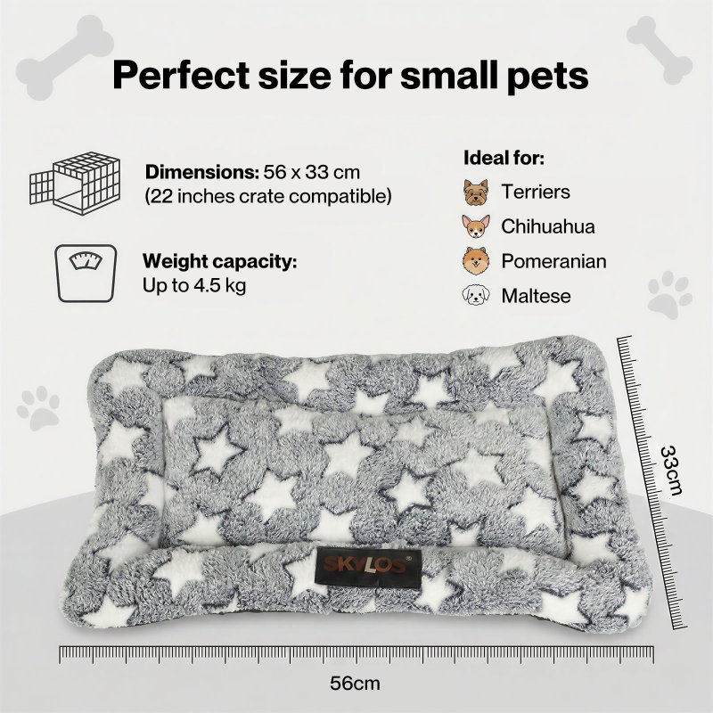 Skylos Dog Bed Arctic Fleece Soft Pet Cushion Mattress Small Dog Puppy Crate Mat