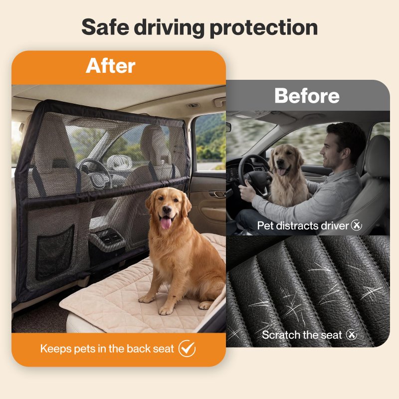 Skylos Dog Car Barrier Net Mesh Dog Guard Safety Car Boot Back Seat Pet Barrier