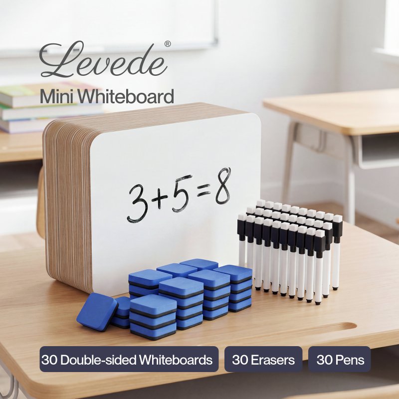 Levede Mini Whiteboard 30 Pack White Boards With Pens Erasers Classroom White
