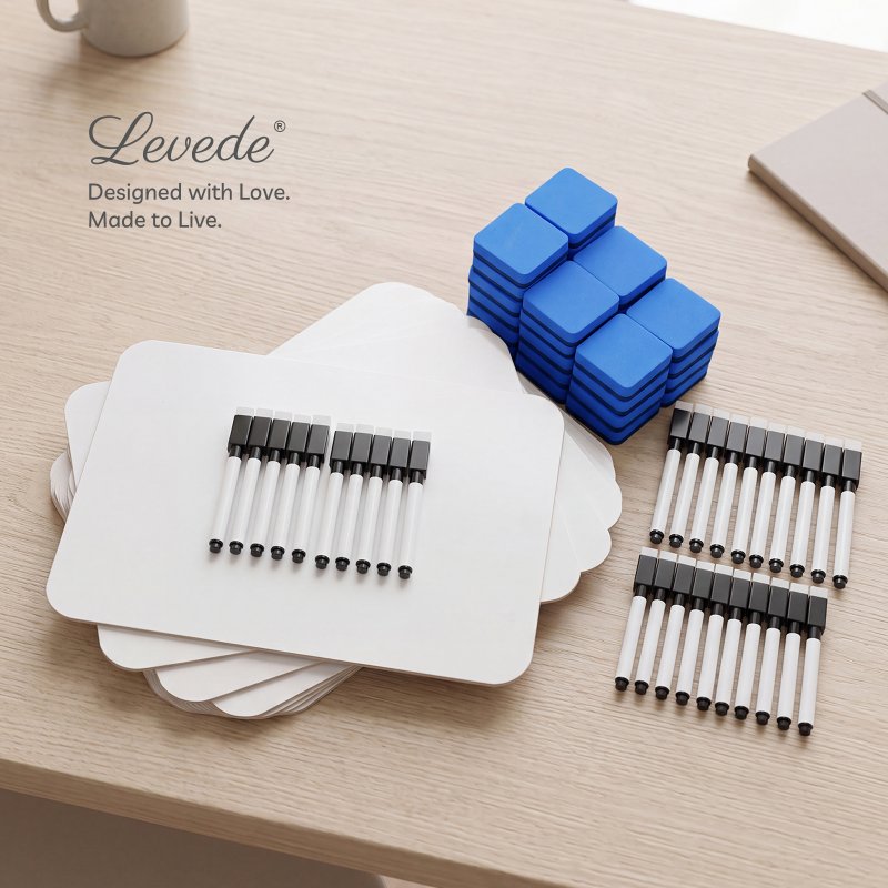 Levede Mini Whiteboard 30 Pack White Boards With Pens Erasers Classroom White