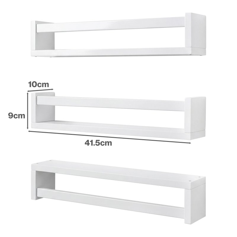 Levede Nursery Book Shelves Kids Wall Floating Shelf White Solid Wood 3 Pack