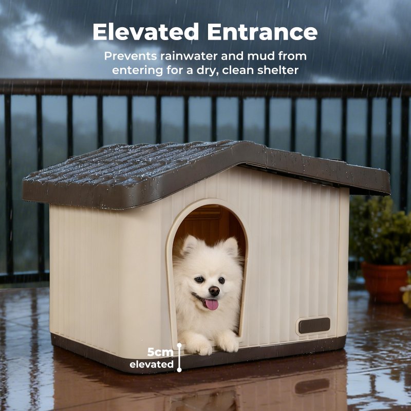 Skylos Plastic Dog House Pet Kennel Shelter for Small Medium Dogs Indoor Outdoor