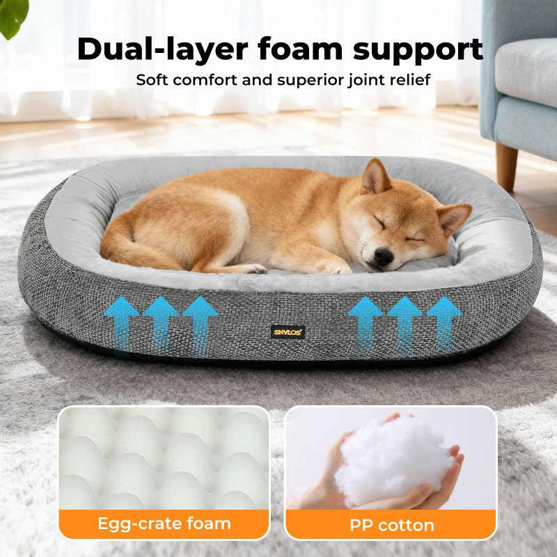 Skylos Pet Bed Washable Plush Orthopedic Soft Non Slip Mat Indoor Pet Cushion S