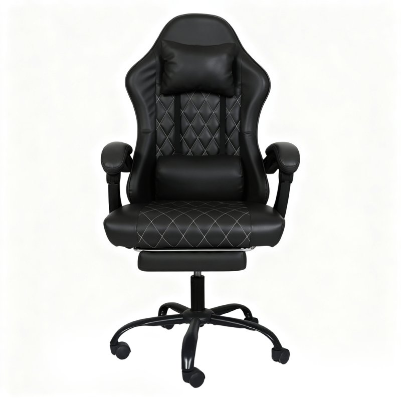 Levede Office Desk Chair PU Gaming Recliner Adjustable Height Swivel Black