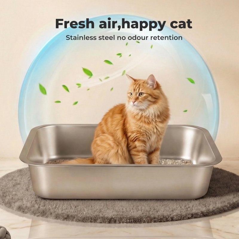 Skylos Litter Box for Small Animals, Stainless Steel