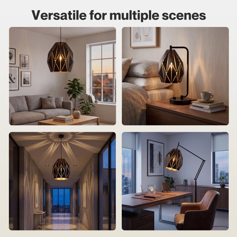Emitto Ceiling Light Shade Pendant Metal Lampshade Easy Fit Lightshade Geometric