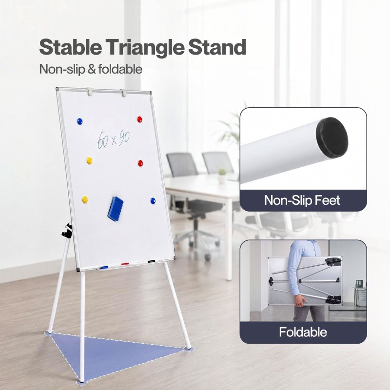 Levede Magnetic Whiteboard with Foldable Tripod Dry Erase For Office,White