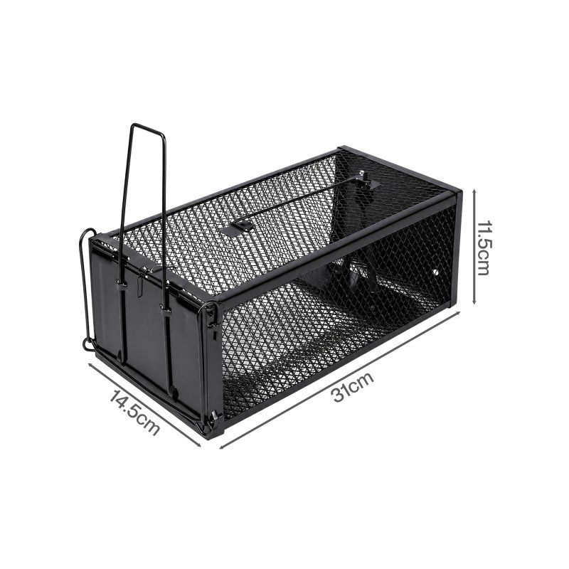 TOQUE Humane Mouse Traps Live Catch Rodent Trap Auto Lock For outdoor Black 2pc