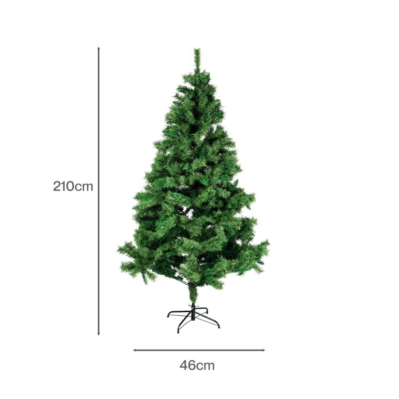 Santaco Christmas Tree 2.1m 797 PVC Tips Metal Base Xmas Decor Indoor Green