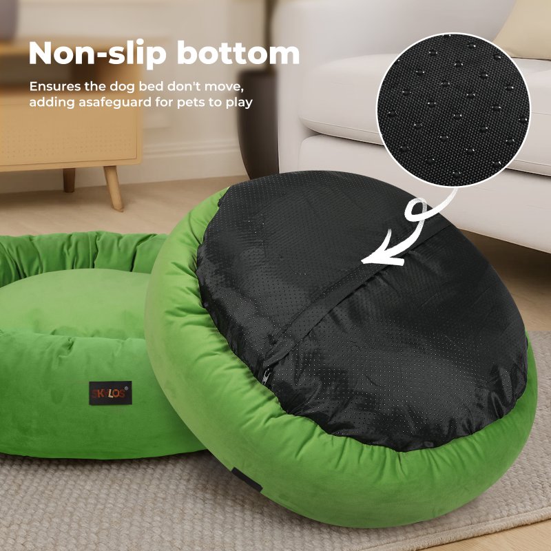 Skylos Dog Bed Donut Soft Large Cat Beds For Calming Pet Anti Anxiety Washable L
