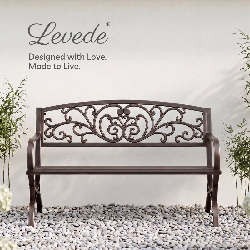 Levede Garden Bench,Butterfly Cast Iron Outdoor Bench,300kg Metal,Bronze