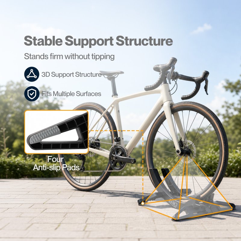 MONVELO Bike Stand Floor Rack Adjustable ABS For Mountain Bikes Garage Black