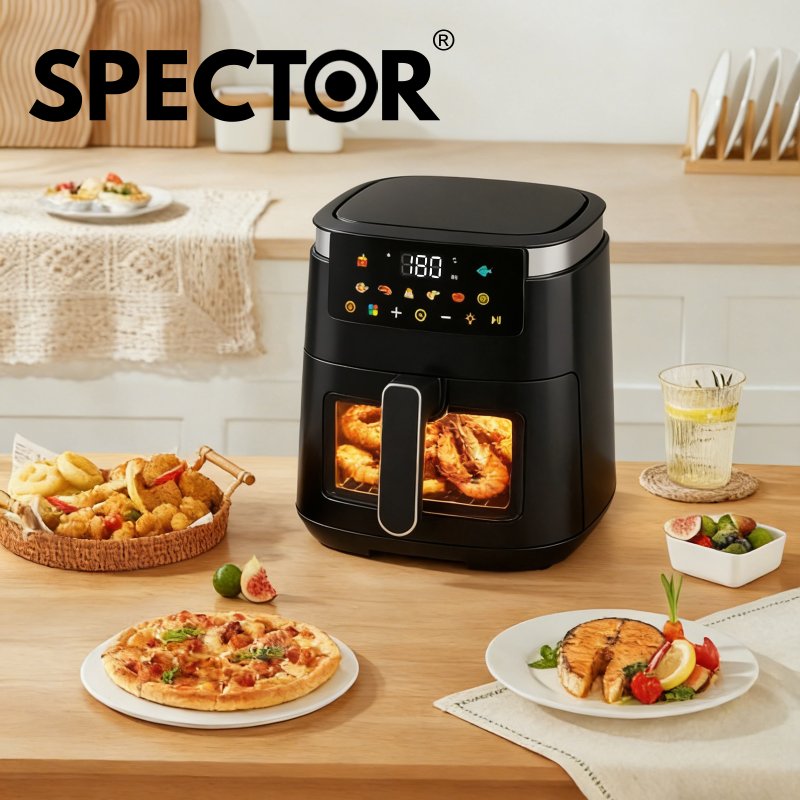 Spector 5L Digital Air Fryer 1500W Oil Free Hot Air Healthy Frying Cooker Black