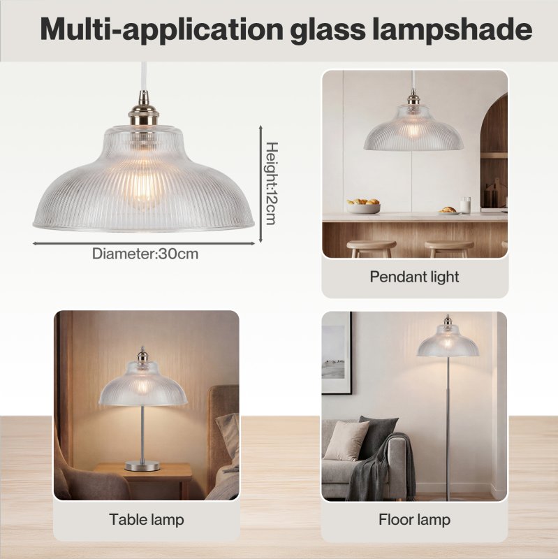 Emitto Ceiling Light Shade Pendant Glass Lamp Bistro Adjustable Clear Color