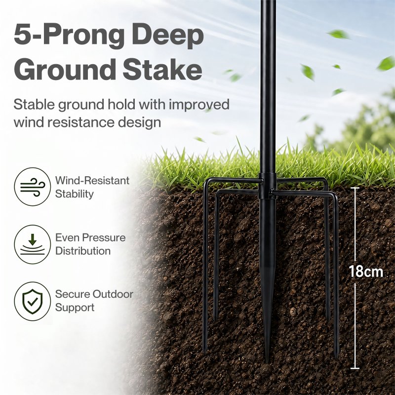 TOQUE Bird Feeding Station Outdoor Garden Shepherd Hook Adjustable Stand Black