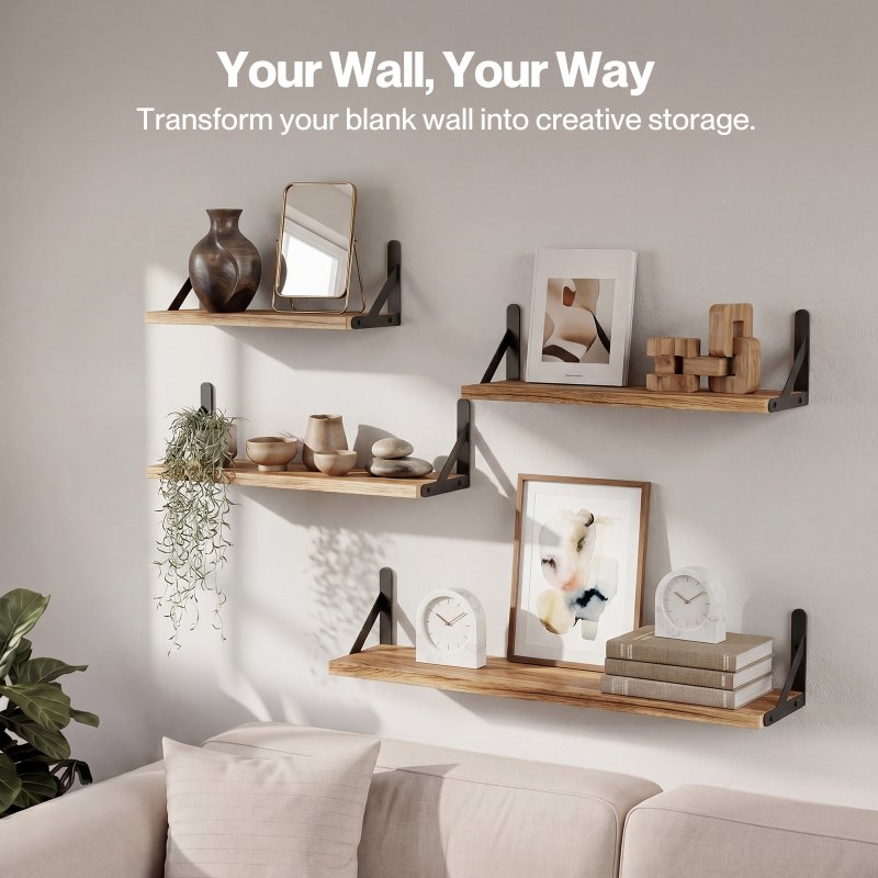 Levede Floating Shelves 6 Set Wood Shelves for Wall Brown Modern Storage Home
