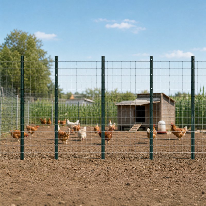 Metal Fence Posts 4Ft 10Pc Set U Shape Powder Coated for Garden Boundary Green