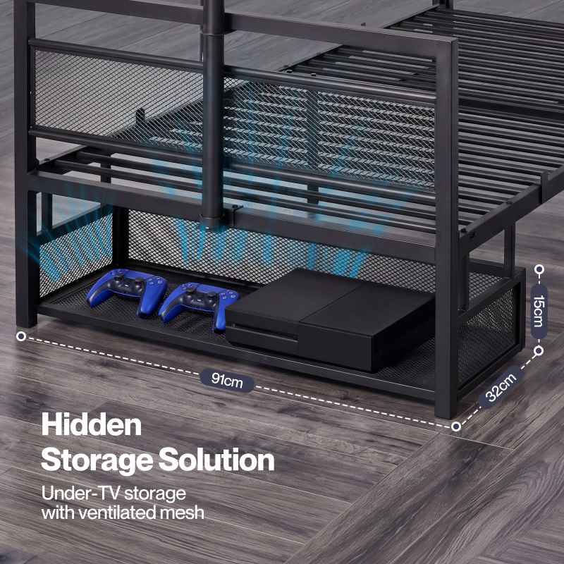 Levede Single Bed Frame Gaming Bed TV Bed 360 Rotating Mount Metal Black