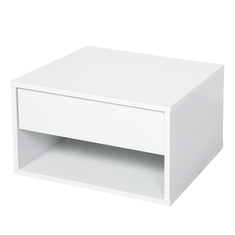 Levede Bedside Table Floating Set of 2 Wall Mounted Drawer Open Shelf White