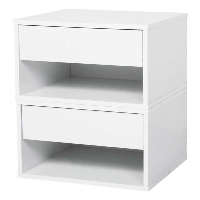 Levede Bedside Table Floating Set of 2 Wall Mounted Drawer Open Shelf White