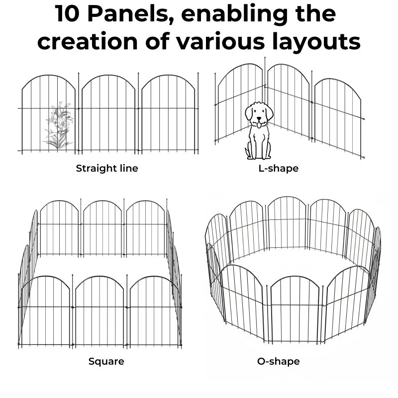 Levede Animal Barrier Metal Decorative Garden Fence Outdoor Pet Border 10 Pack