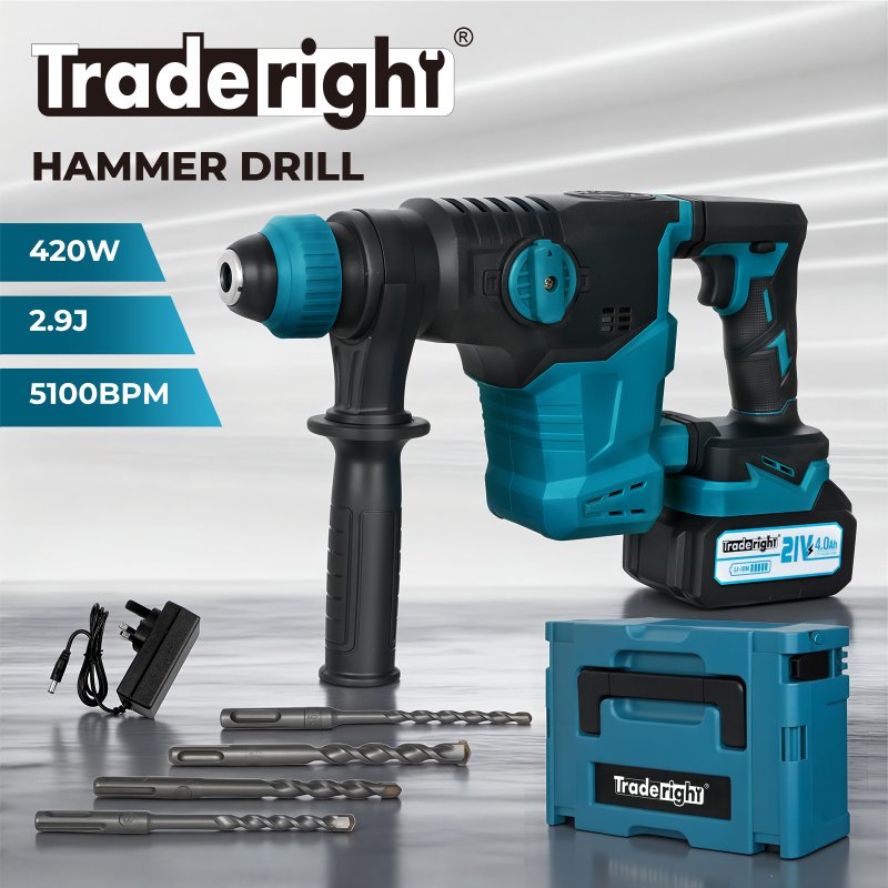 Traderight 21V Cordless Rotary Hammer Drill SDS Plus Concrete Impact Drill Tool