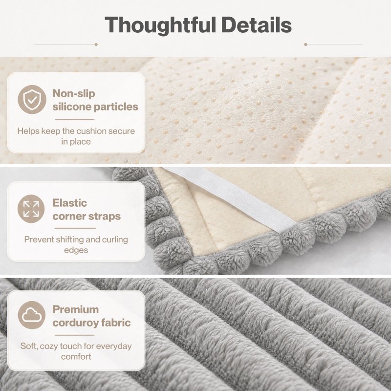 Marlow Corduroy Sofa Cover Pet Friendly Non Slip Washable 70 x 150cm Light Grey