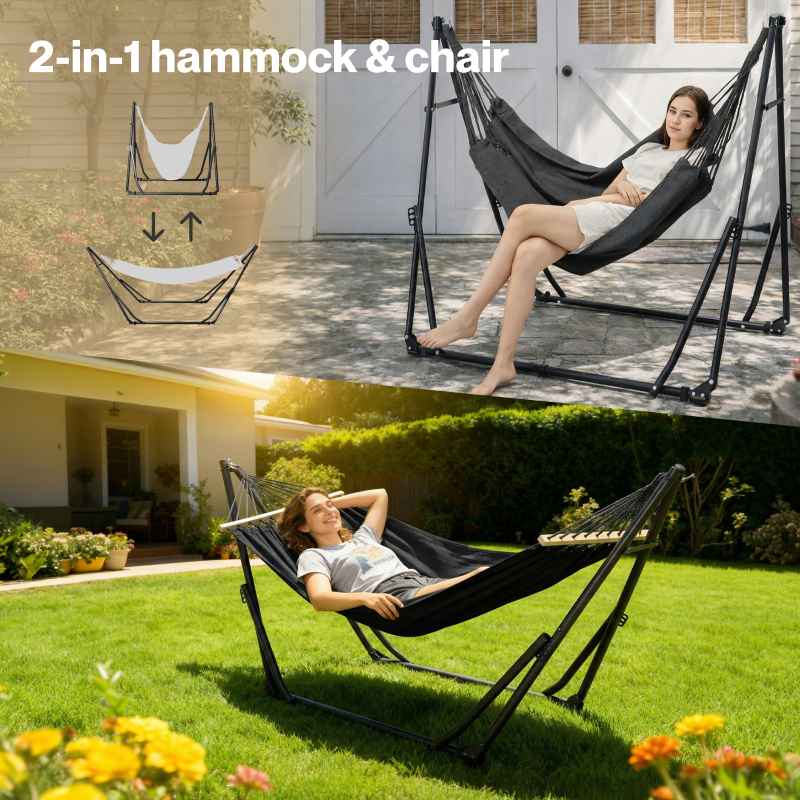 Mountview Foldable Hammock Chair Bed Portable with Stand Outdoor Camping 200KG