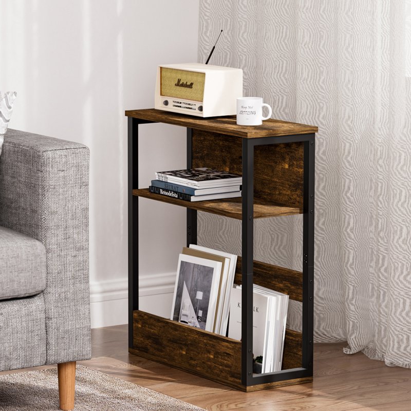 Levede 40x18x55cm Side Table with Storage Shelf Metal Frame