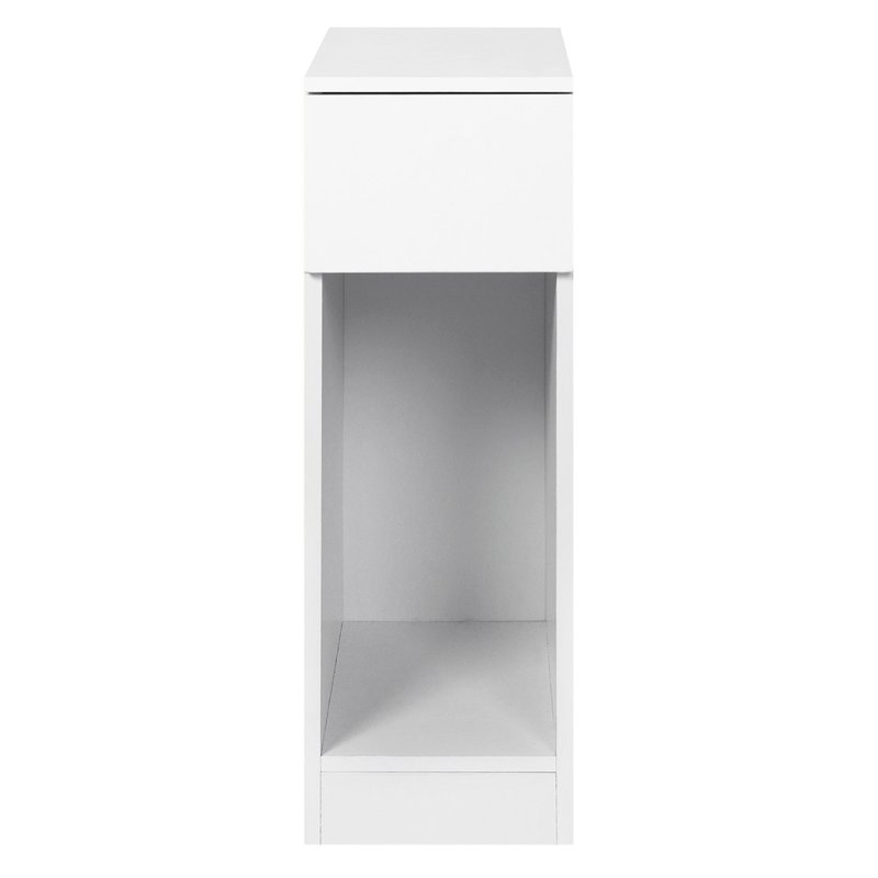 Levede Bedside Table Cabinet Narrow Slim Side Cabinet White Drawer Open Shelf