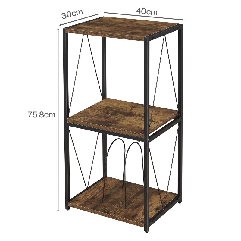 Levede Retro Record Player Stand 3 Tier Storage for Vinyl Records Brown