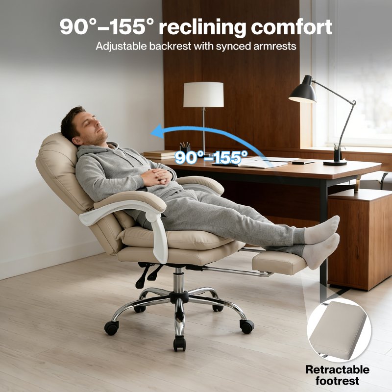 Levede Office Chair Ergonomic Executive Chair Heavy Duty 155??Reclining Leather