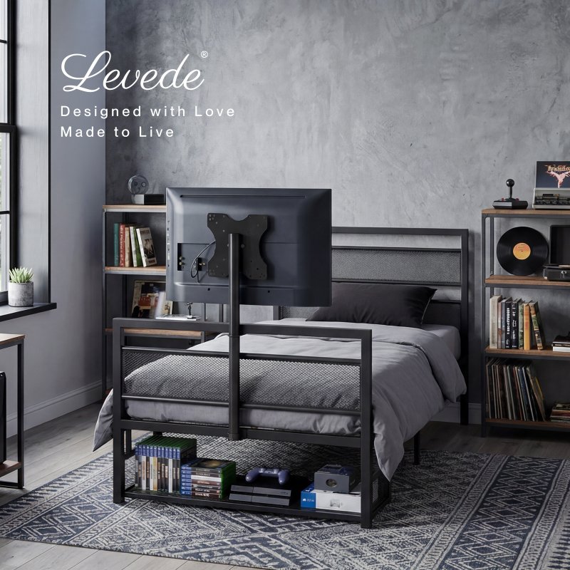 Levede Single Bed Frame Gaming Bed TV Bed 360 Rotating Mount Metal Black