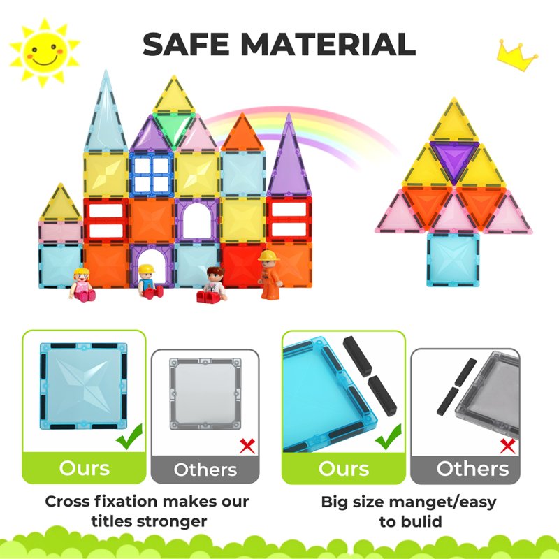 Dekko 100Pcs Magnetic Tiles Building Blocks Kids Educational Construction Toys