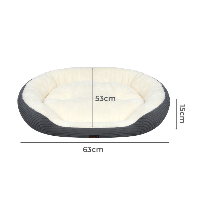 Skylos Dog Bed Luxury Soft Washable Puppy Cat Cushion Mattress Corduroy Grey M