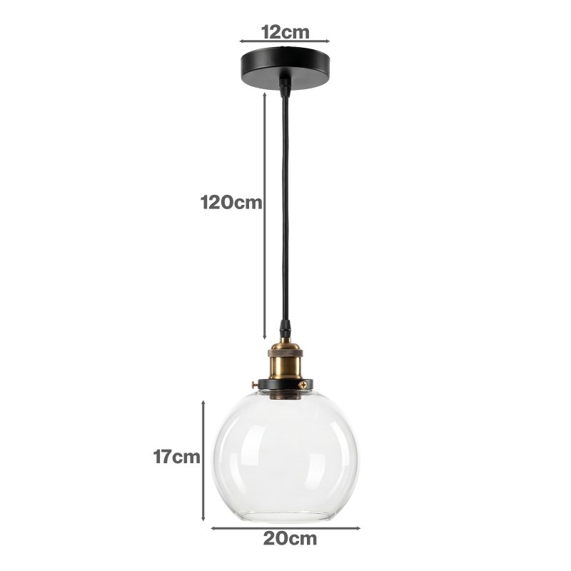 Emitto 2PCS Ceiling Pendant Light Industrial Glass LampShade Adjustable Cable