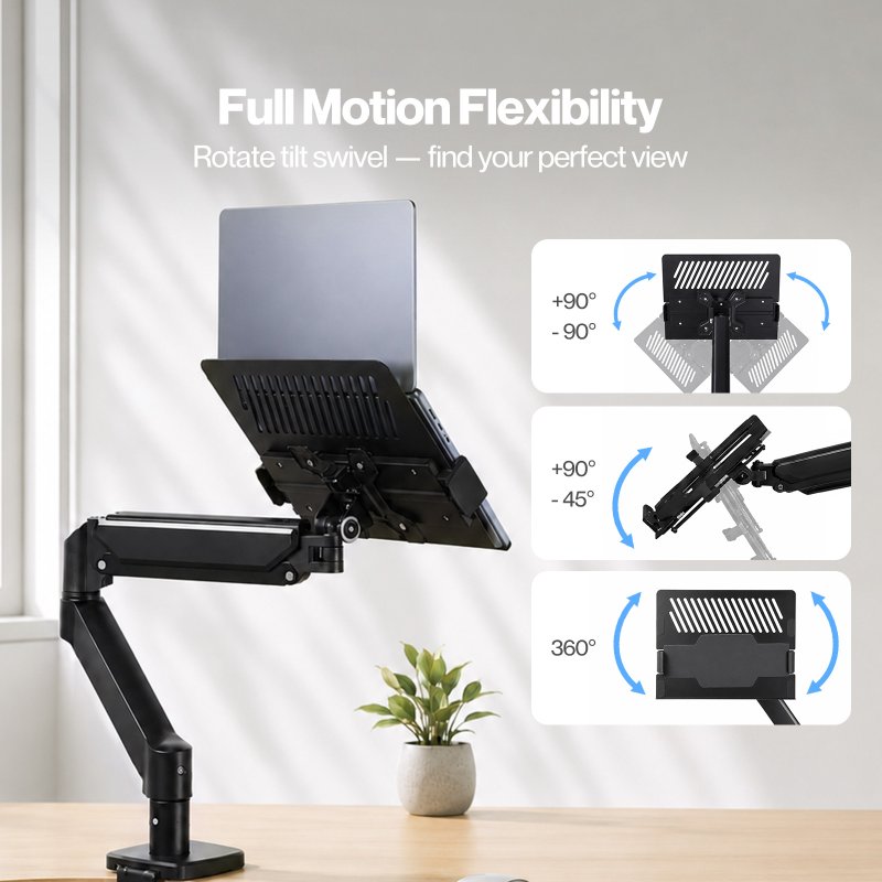 Levede Single Monitor Arm Tray Laptop Stand Adjustable Gas Desk Mount Black