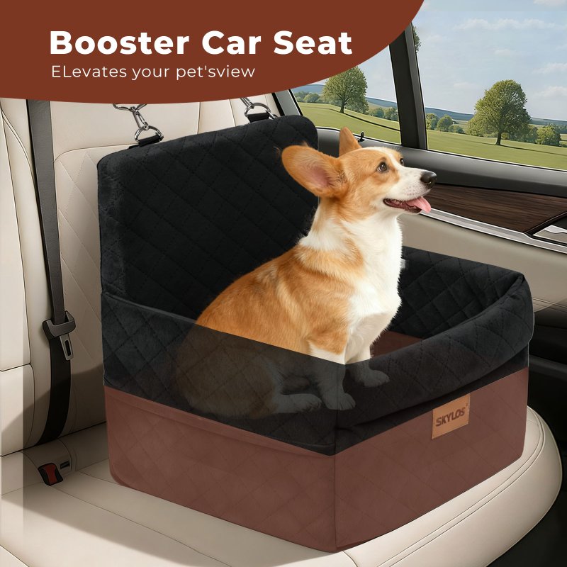 Skylos Dog Booster Car Seat Portable Travel Carrier Bed Basket Pet Puppy Black