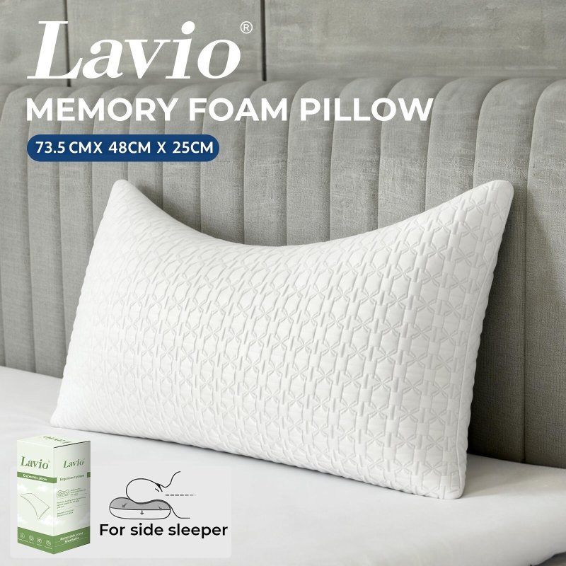 Lavio Side Sleeper Pillow Shreded Memory Foam Adjustable Comfort Bounce Back
