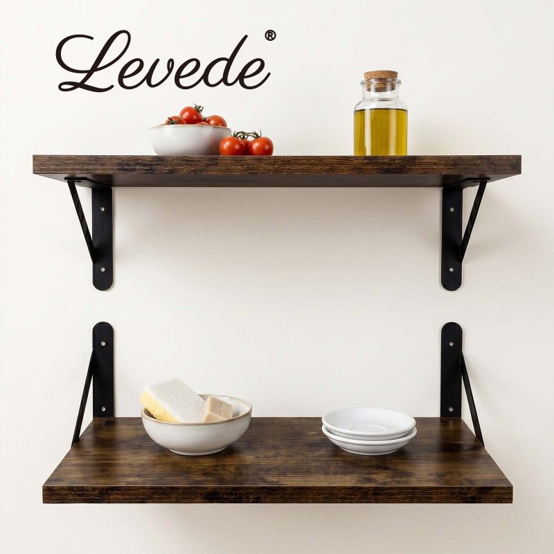 Levede Floating Shelves Wall Mounted Shelf Set of 2 Rustic Storage Shelves 39cm