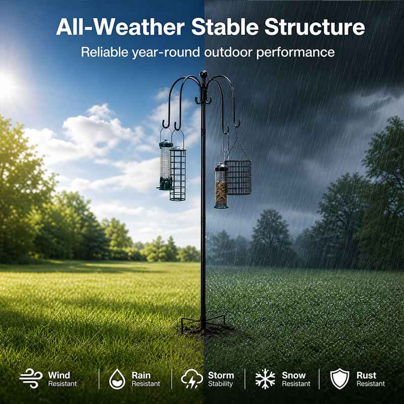 TOQUE Complete Bird Feeding Station 4 Feeders Outdoor Garden Wild Birds Feeder