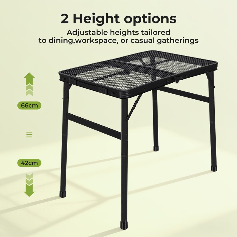 Levede Folding Camping Table Adjustable Height Aluminium Picnic Desk Black 90cm