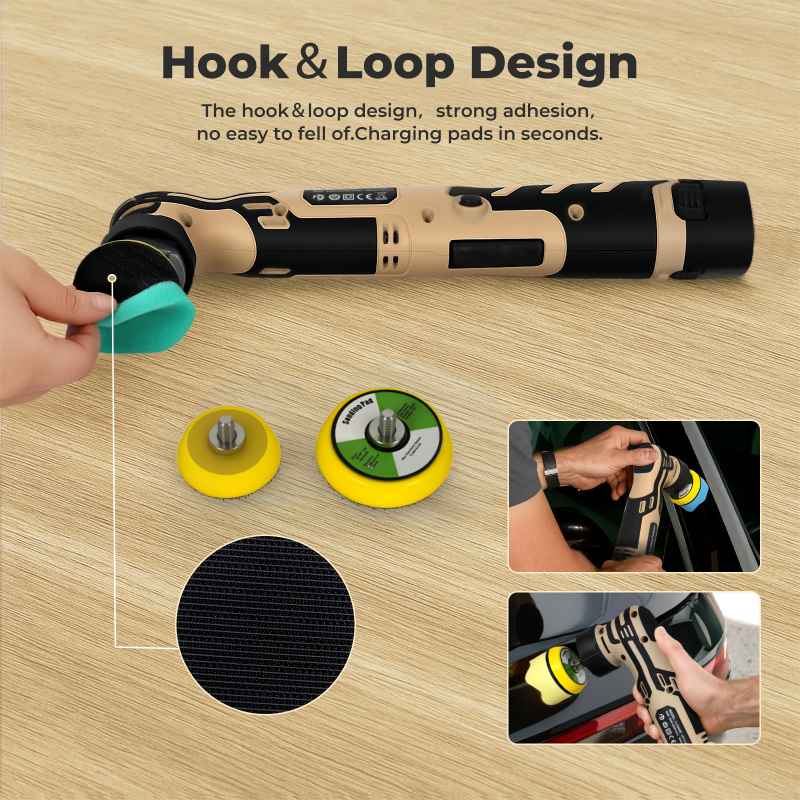 Traderight Cordless Car Polisher Buffer Mini Polishing Machine Dual Action 12V