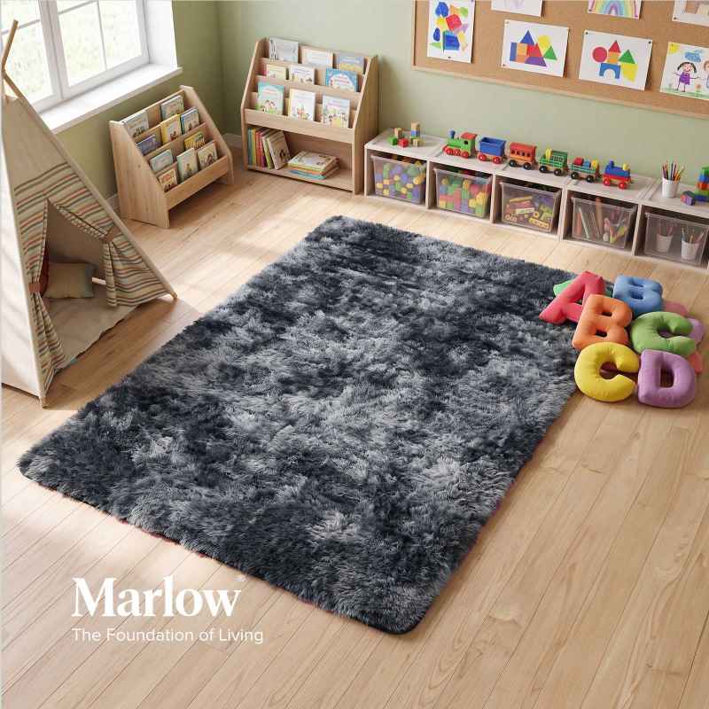 Marlow Rug Fluffy Plush Shaggy Soft Carpet Anti Shedding for Living Room Grey