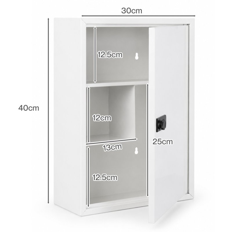 Levede Medicine Cabinet Lockable Storage Box Wall Mounted Metal Home White